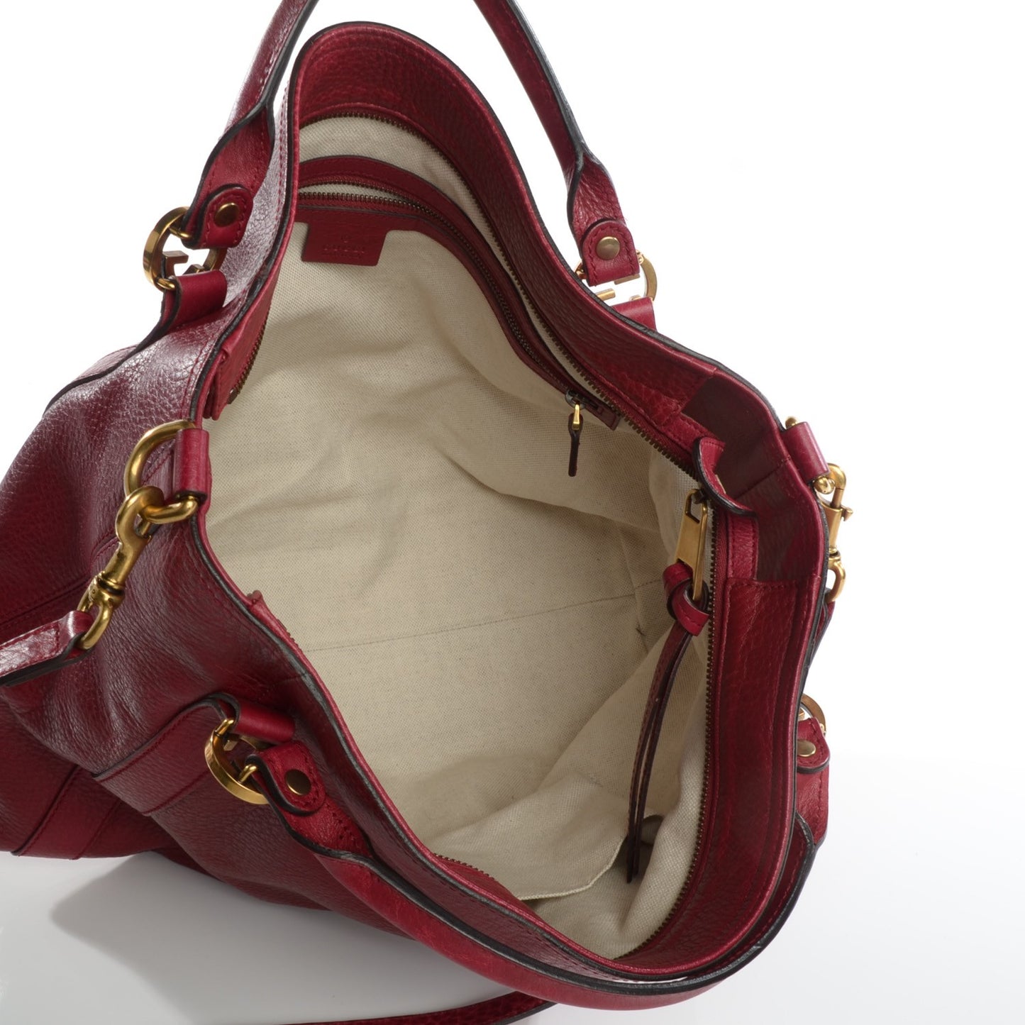 Pebbled Calfskin Medium Miss GG Top Handle Bag Dark Red