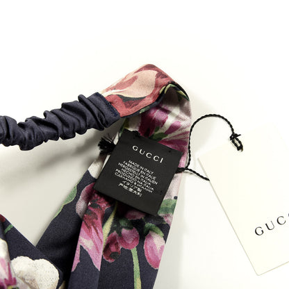 Gucci Silk Blooms Print Duchesse Headband Navy 3 of 4