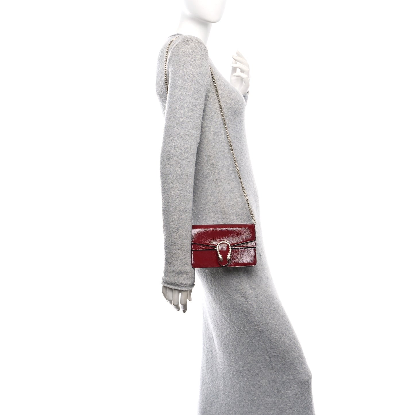 Crinkled Patent Mini Dionysus Shoulder Bag Rosso Ancora Red