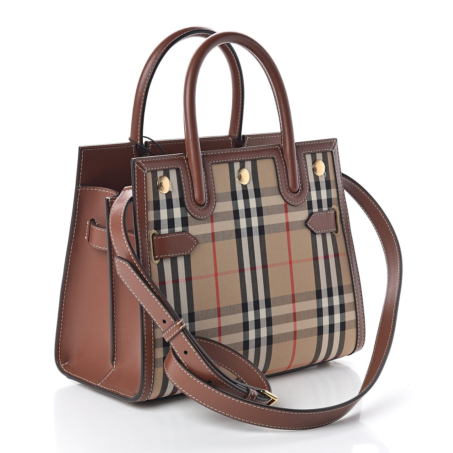 Calfskin Vintage Check Mini Two Handle Title Bag Archive Beige