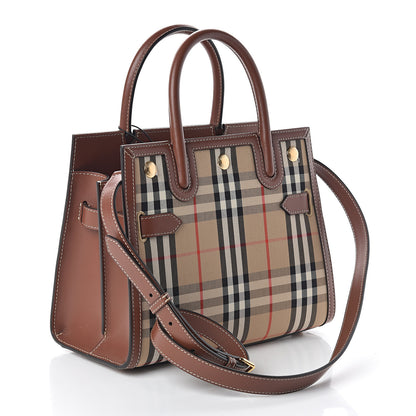Burberry Calfskin Vintage Check Mini Two Handle Title Bag Archive Beige 2 of 7