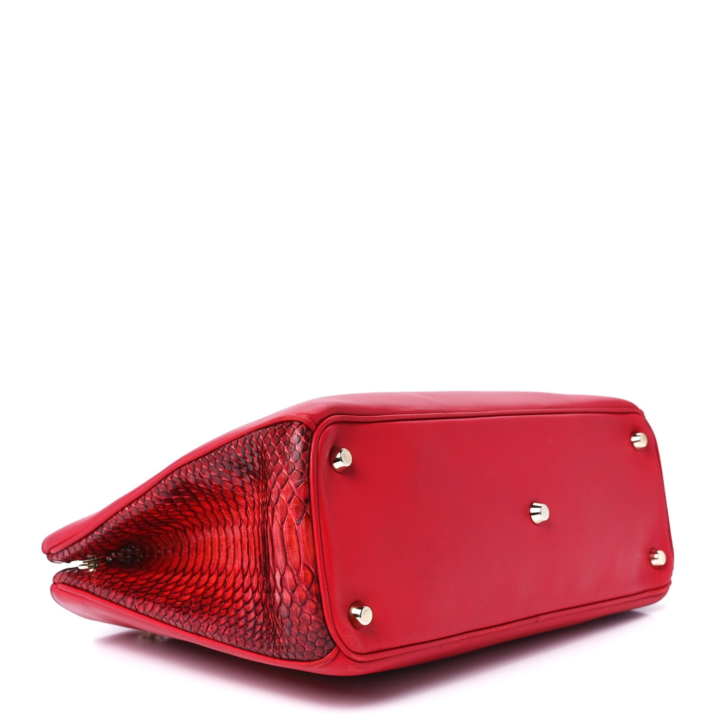 Calfskin Snakeskin Medium Diorissimo Tote Red