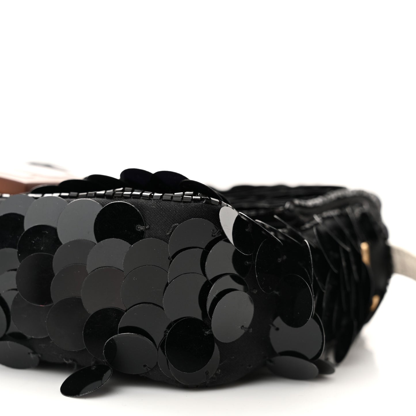 Satin Sequin Paillettes Elaphe Plexiglass Mini Baguette 1997 Black Avorio