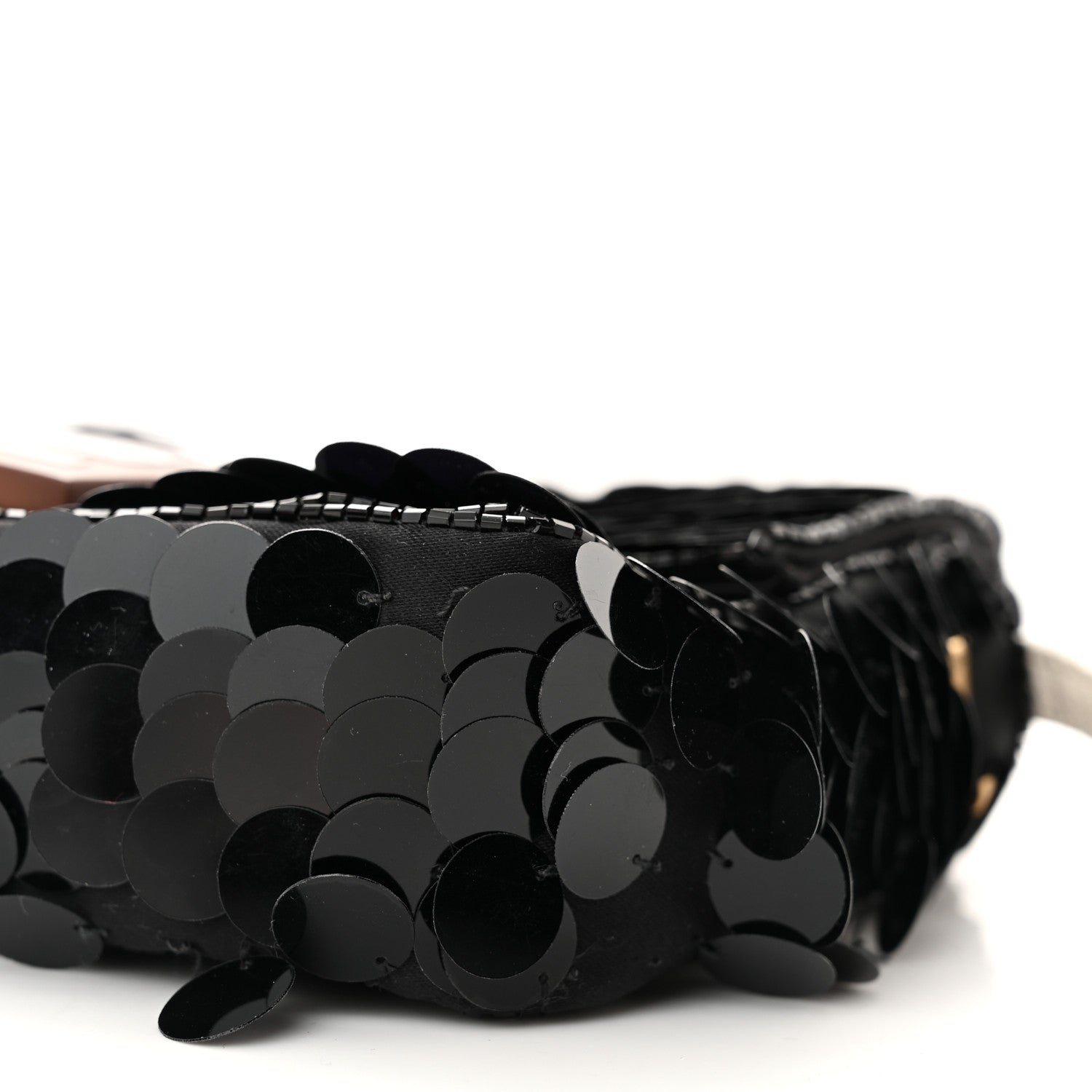 Fendi Satin Sequin Paillettes Elaphe Plexiglass Mini Baguette 1997 Black Avorio 10 of 10