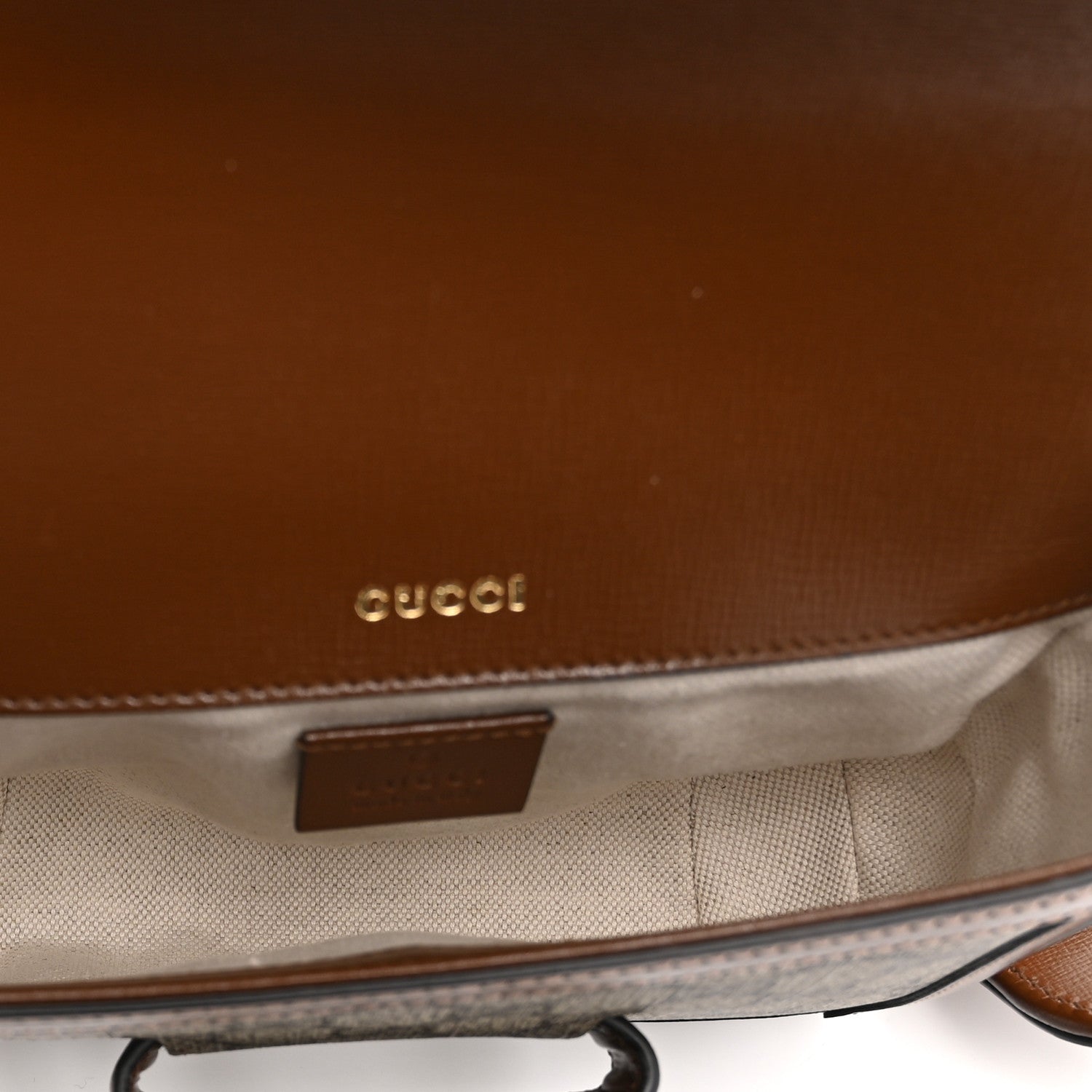 Gucci GG Supreme Monogram Web Mini Horsebit 1955 Shoulder Bag Beige Brown Sugar 5 of 12