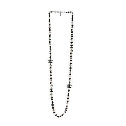 Chanel Pearl Bead CC Long Necklace White Grey 3 of 5