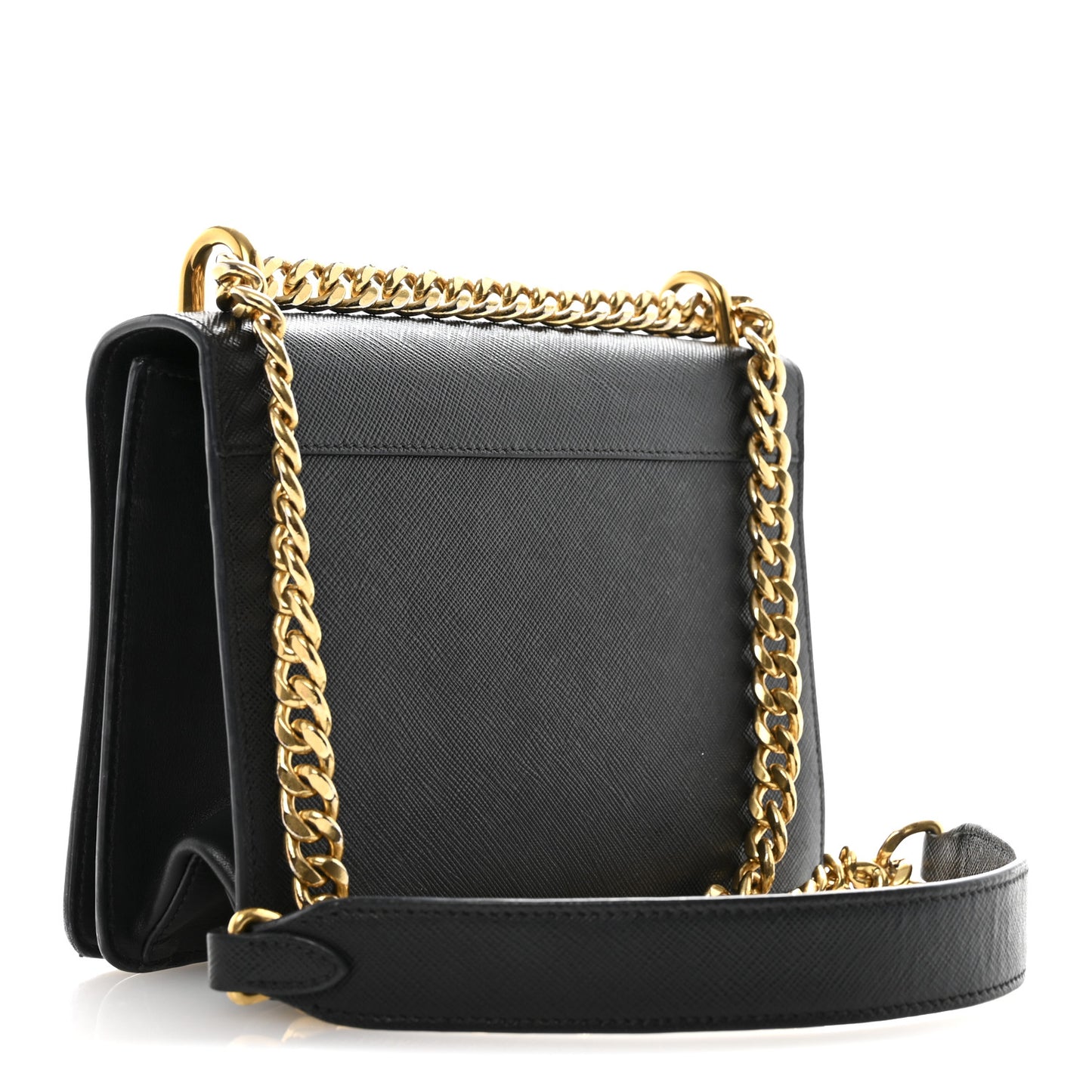Saffiano Chain Shoulder Bag Black