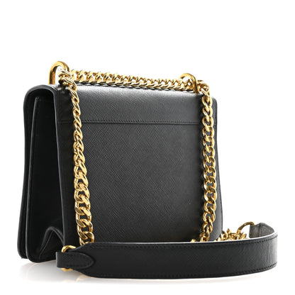 Prada Saffiano Chain Shoulder Bag Black 3 of 15