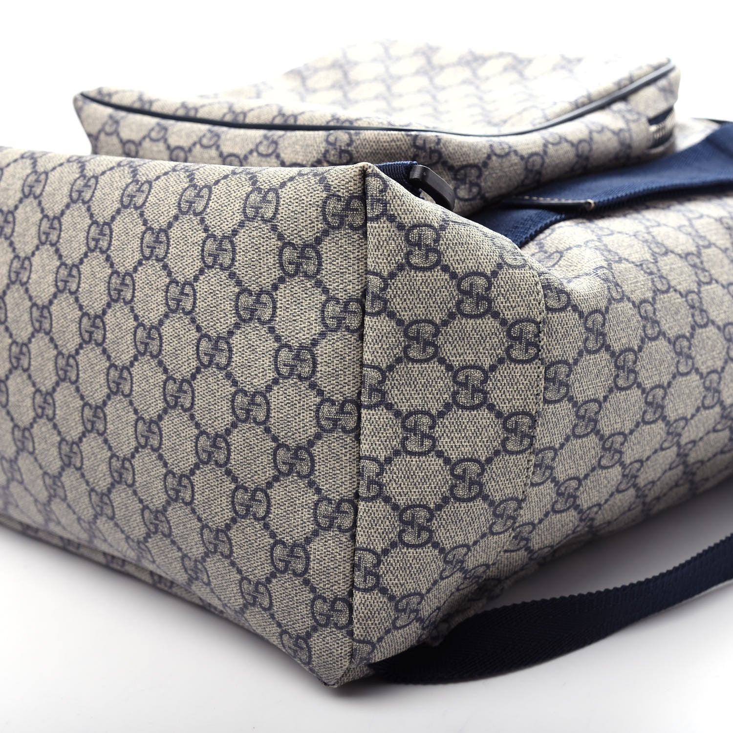 Gucci GG Supreme Monogram Large Interlocking G Double Buckle Backpack Navy 8 of 8