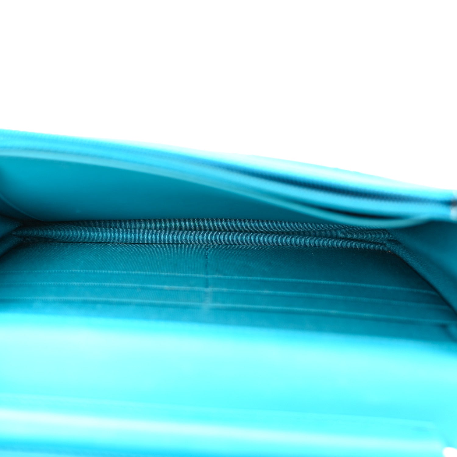 Chanel Patent Quilted Wallet On Chain WOC Turquoise Blue 5 of 13