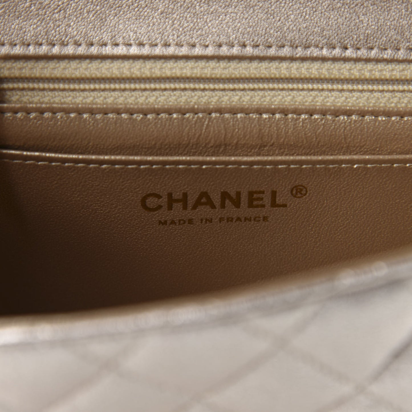 Metallic Lambskin Quilted Mini Square Flap Gold