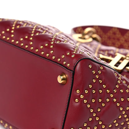 Christian Dior Calfskin Cannage Studded Medium Supple Lady Dior Red 9 of 16