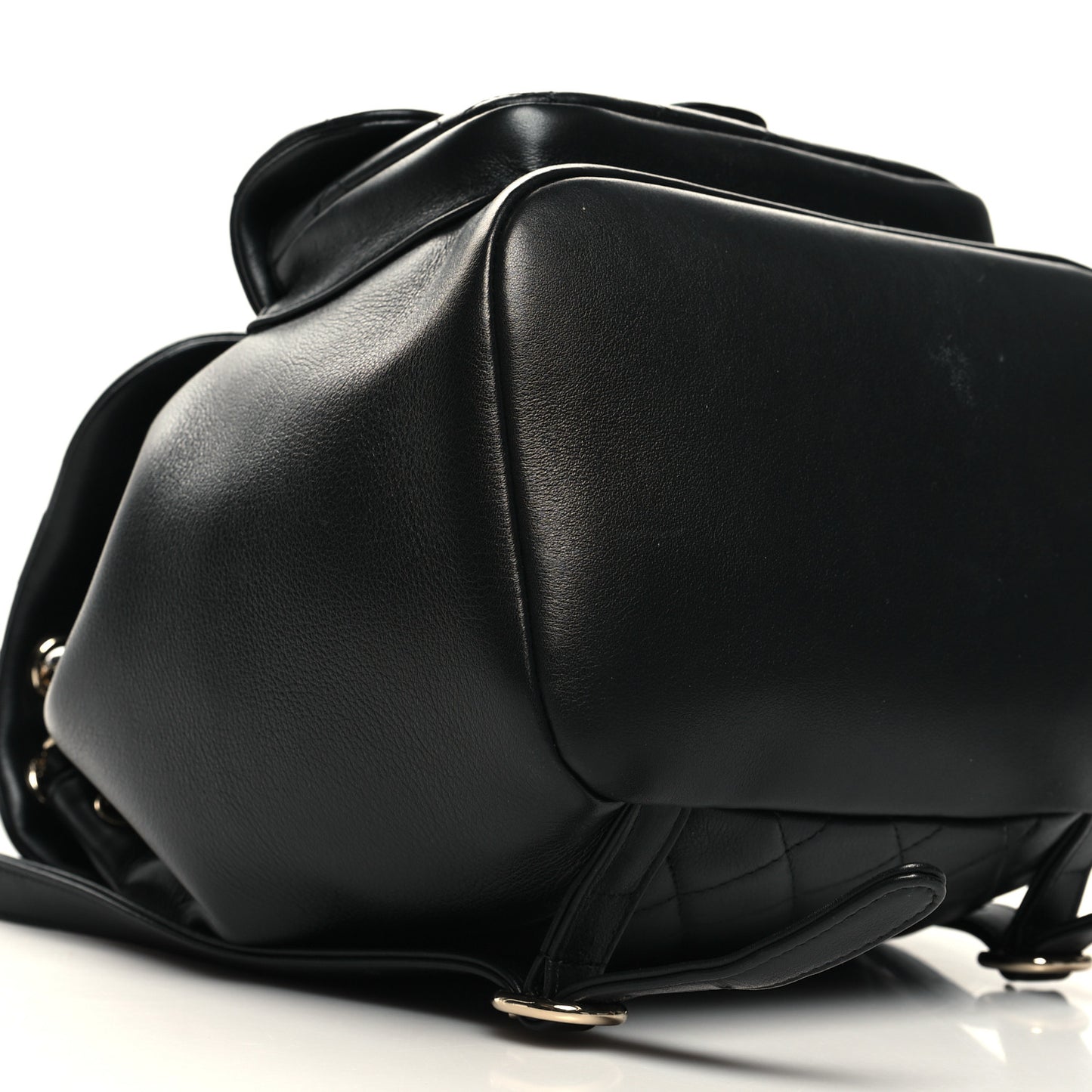 Lambskin Quilted Large Duma Drawstring Backpack Black