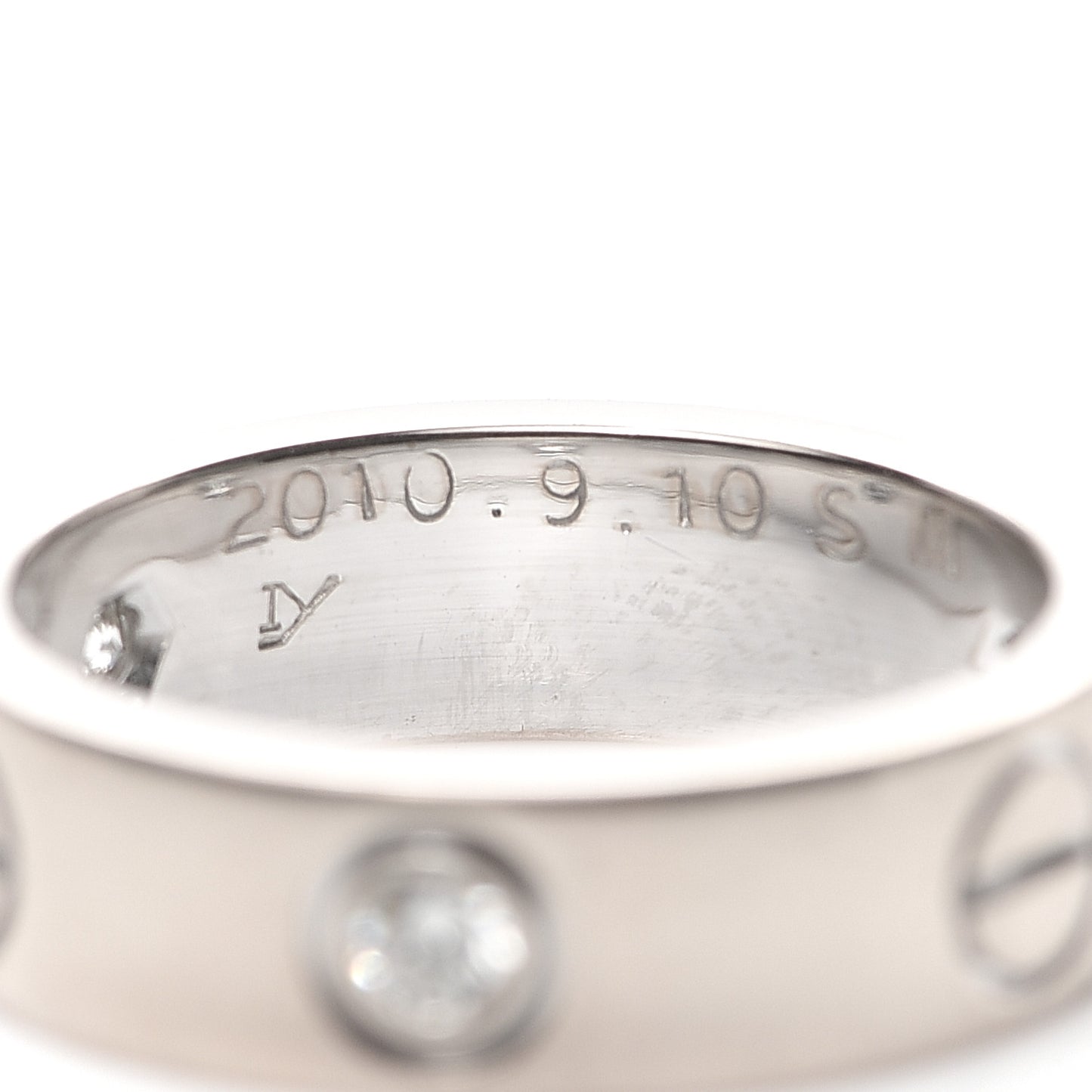 18K White Gold 3 Diamond 5.5mm LOVE Ring 51 5.75