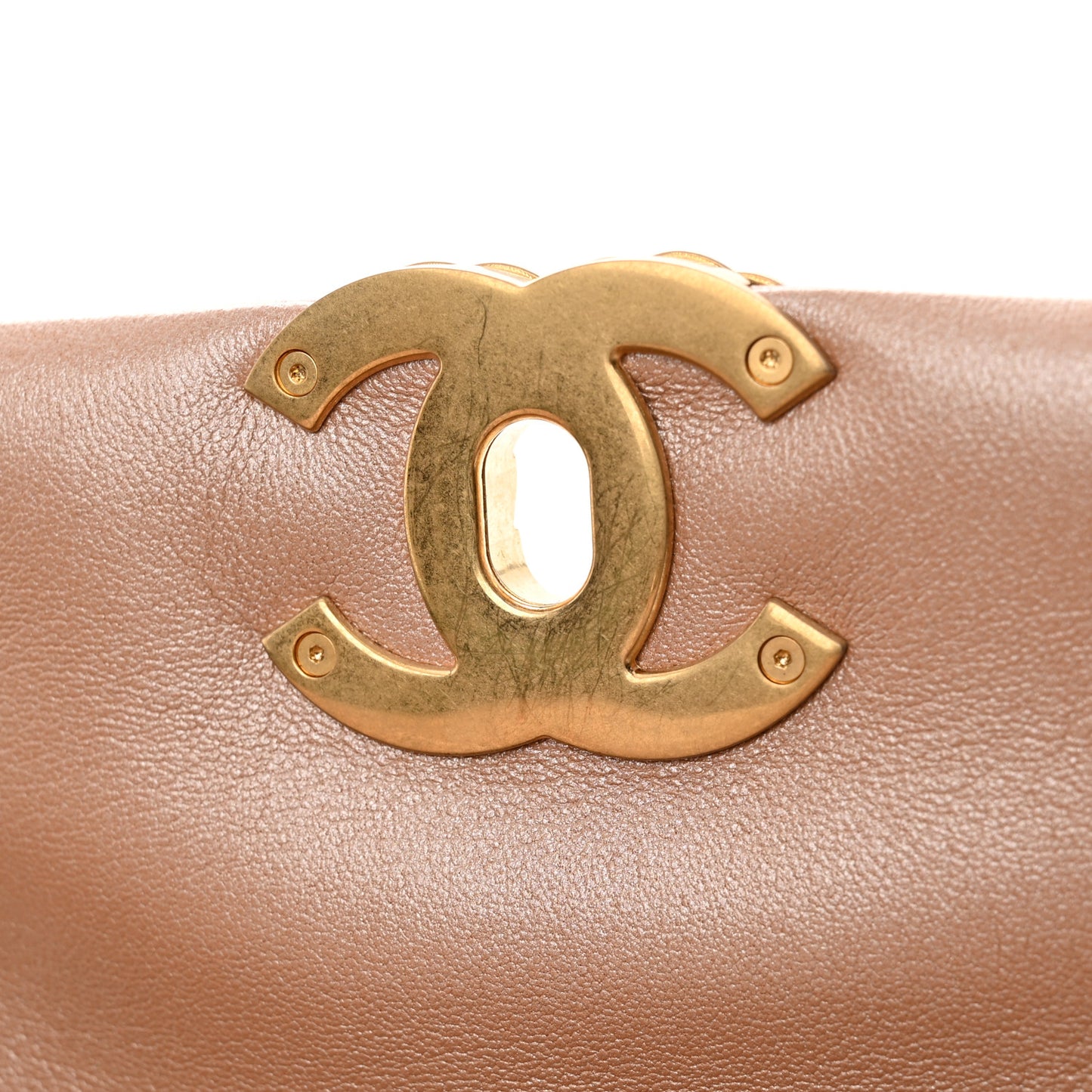 Shiny Lambskin Quilted Medium Chanel 19 Flap Beige