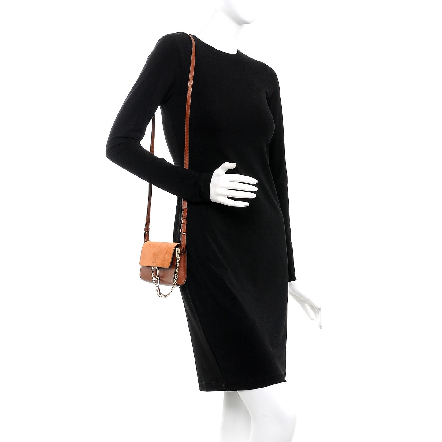 Suede Calfskin Mini Faye Shoulder Bag Tobacco