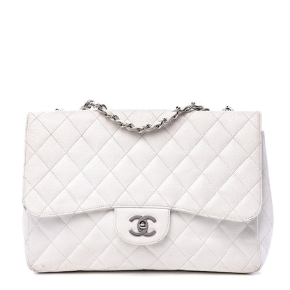 Chanel Caviar Quilted Jumbo Single Flap White 1 of 22