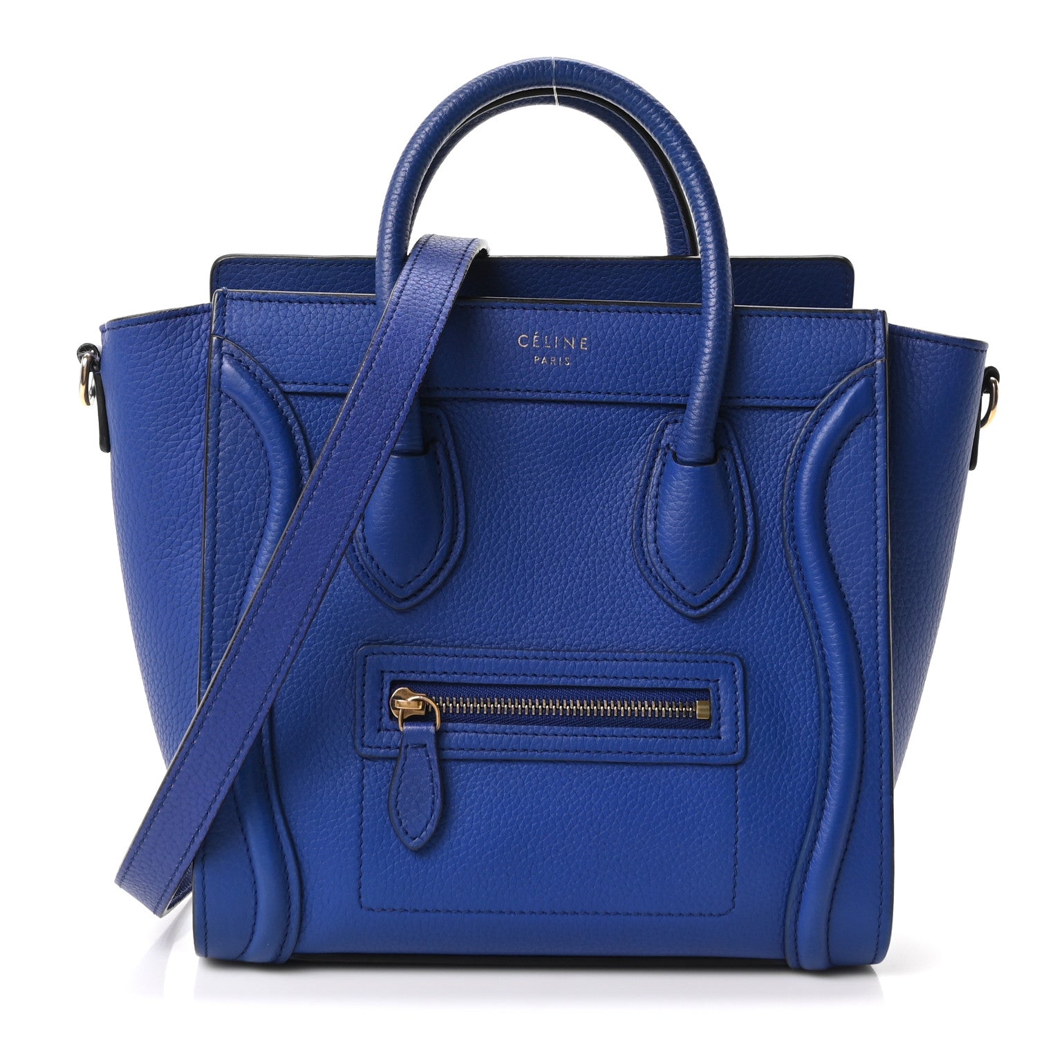 Celine Drummed Calfskin Nano Luggage Indigo 1 of 9