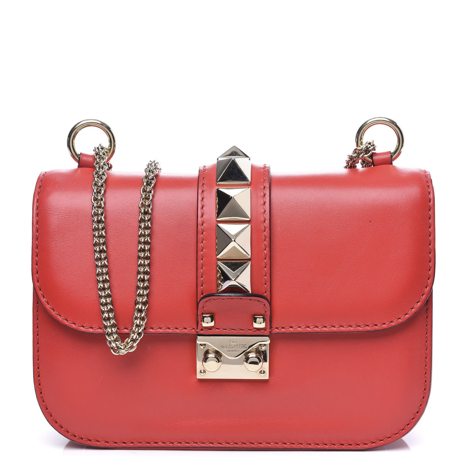 Valentino Garavani Vitello Small Glam Lock Rockstud Flap Red 1 of 10