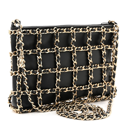Chanel Lambskin Chain Frame Shoulder Bag Black 3 of 10