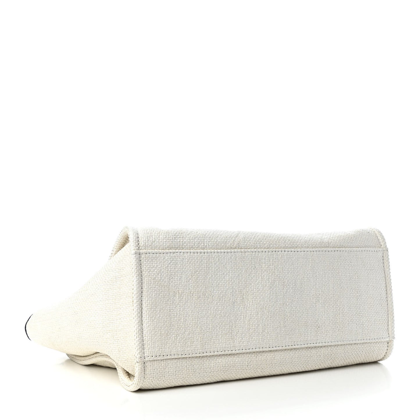 Woven Straw Raffia Medium Deauville Tote White Navy