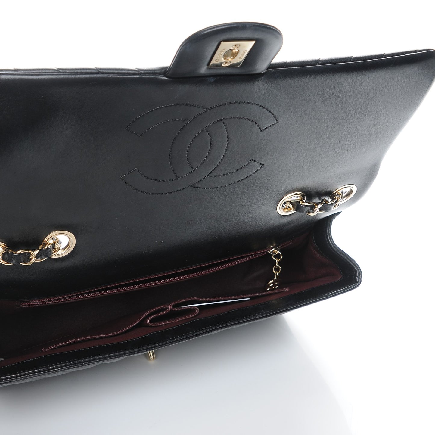Lambskin Surpique Chevron Medium Flap Black