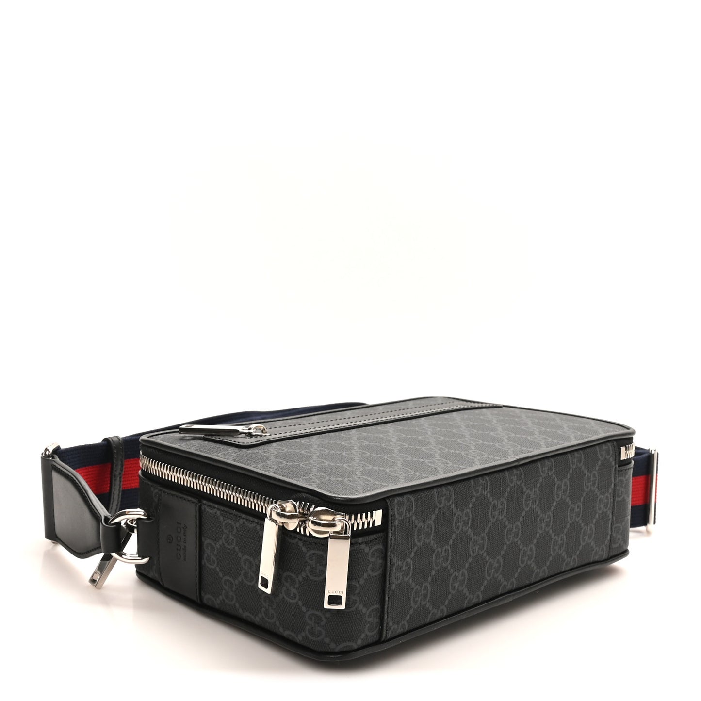 GG Supreme Monogram Web Small Shoulder Bag Black Grey