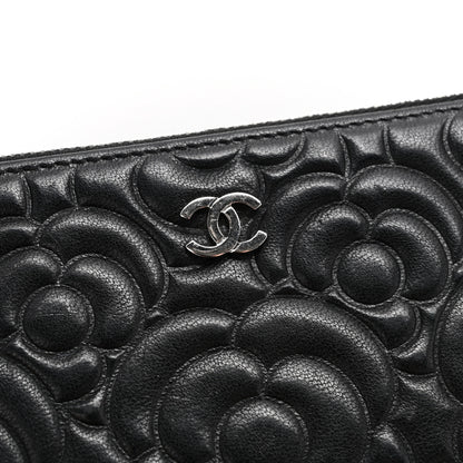 Chanel Goatskin Camellia Embossed Cosmetic Pouch Black 8 of 8