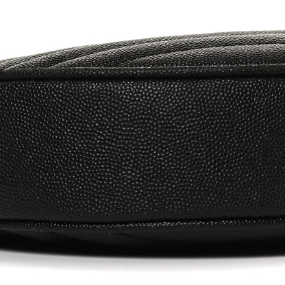 Saint Laurent Grain De Poudre Matelasse Chevron Quilted Round Vinyle Camera Bag Black 9 of 12