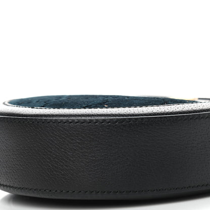 Gucci Velvet Calfskin GG Monogram Round Shoulder Bag Blue Beige 7 of 9