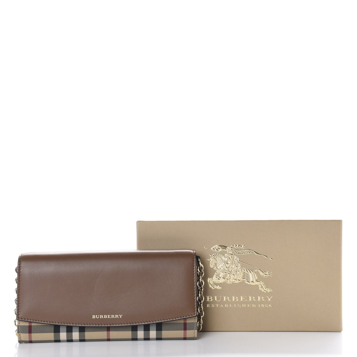 Calfskin Horseferry Check Henley Wallet On Chain Tan