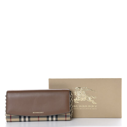 Burberry Calfskin Horseferry Check Henley Wallet On Chain Tan 10 of 10