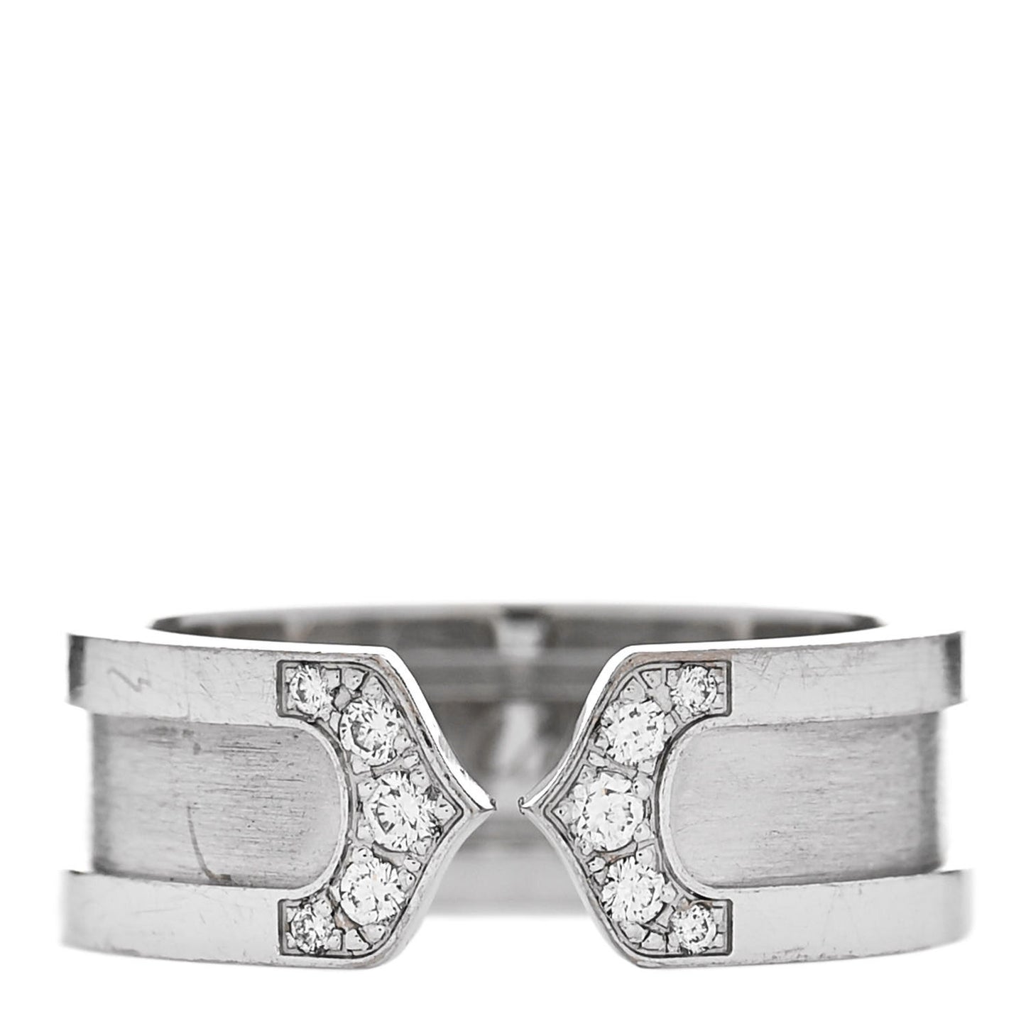 18K White Gold Diamond 6.5mm Logo De Cartier Ring 49 5