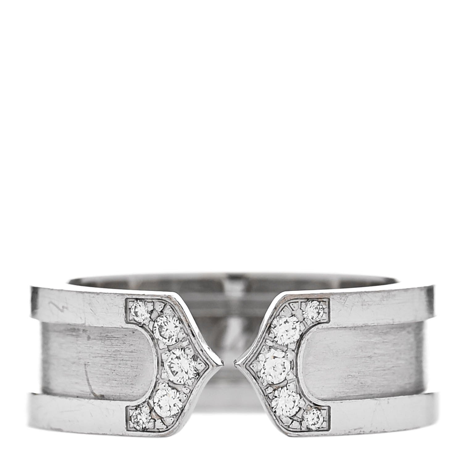 Cartier 18K White Gold Diamond 6.5mm Logo De Cartier Ring 49 5 1 of 6