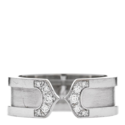 Cartier 18K White Gold Diamond 6.5mm Logo De Cartier Ring 49 5 1 of 6