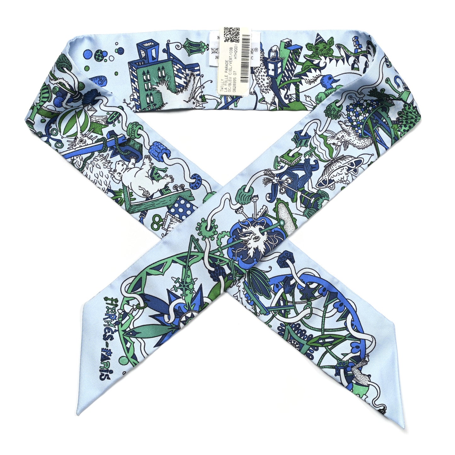Silk La Folle Parade Twilly Bleu Ciel Vert Cobalt