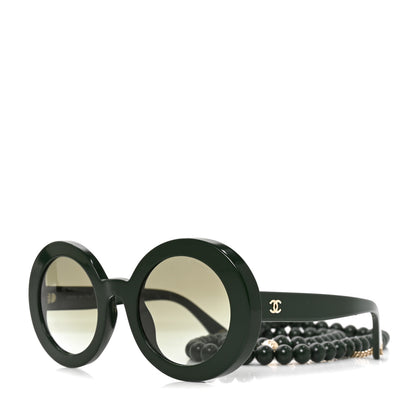 Chanel Acetate Round Chain Sunglasses 5489 Green 1 of 7