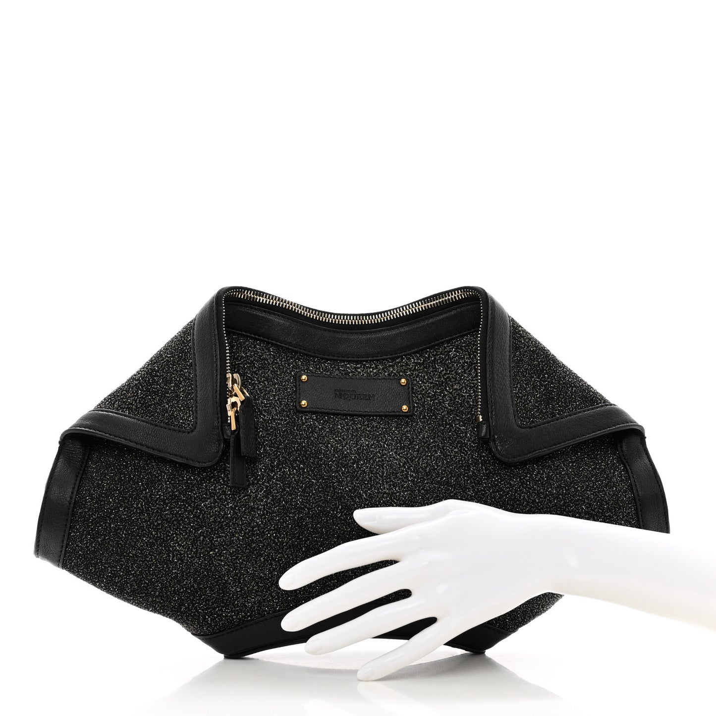 Glitter Canvas De Manta Clutch Black Gold