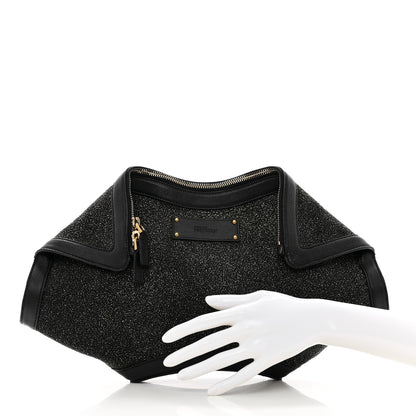 Alexander McQueen Glitter Canvas De Manta Clutch Black Gold 2 of 9