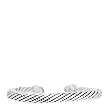 David Yurman Sterling Silver 14K Yellow Gold Amethyst 7mm Cable Classics Bracelet 2 of 3