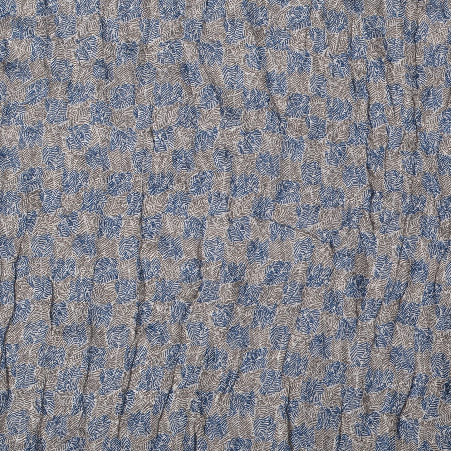 Cotton Linen Etole Damier Palm Stole Blue