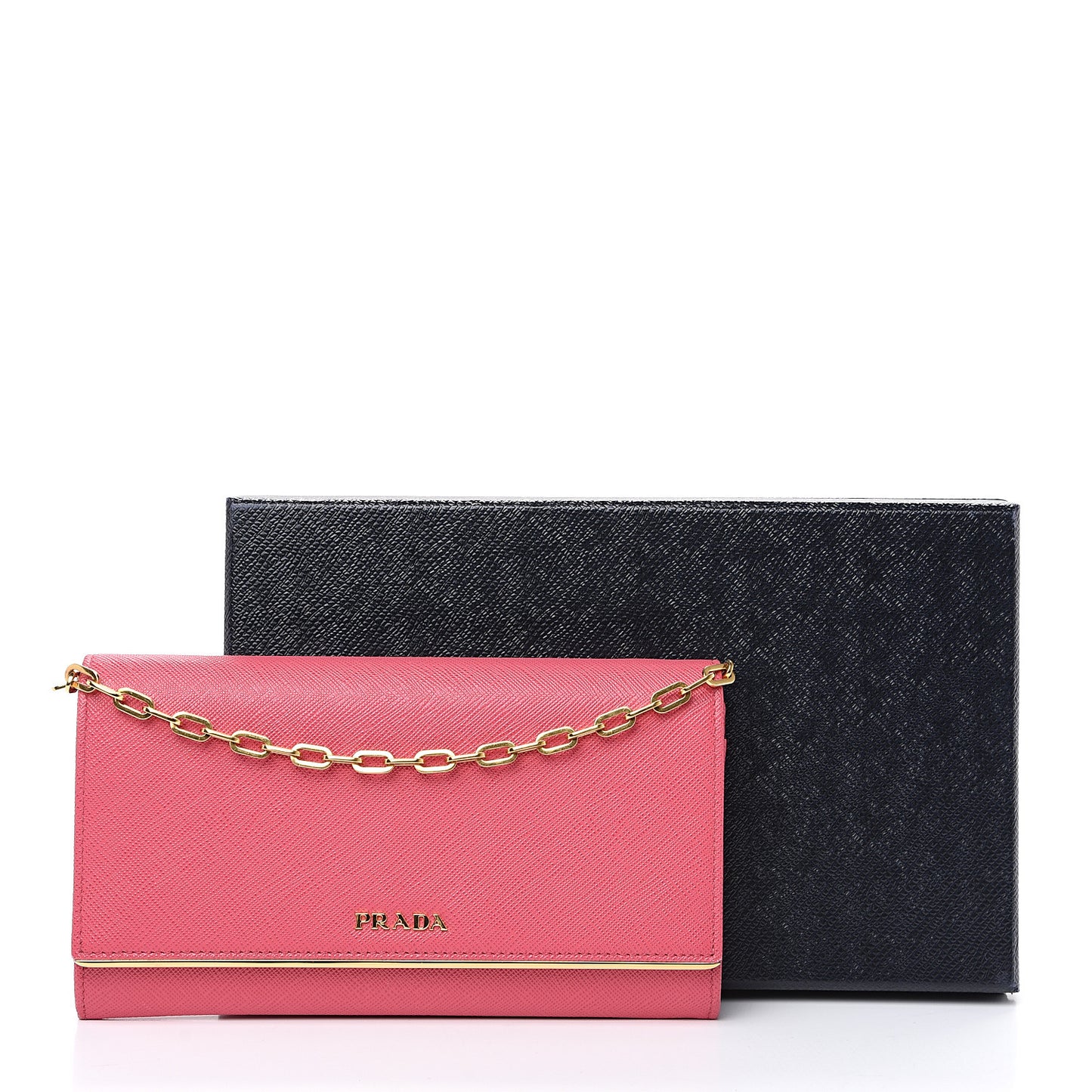 Saffiano Metal Bar Chain Wallet Peonia