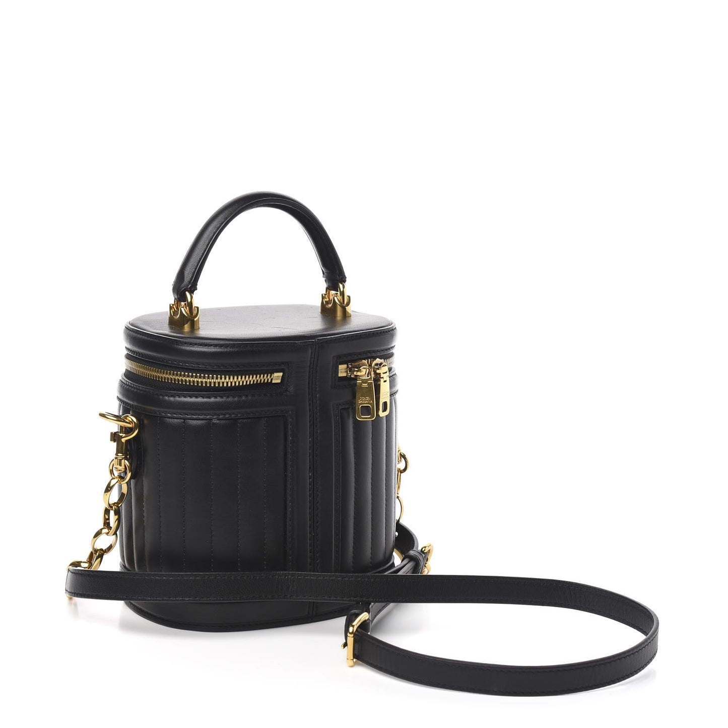 Nappa Quilted DG Girls Top Handle Bucket Bag Black
