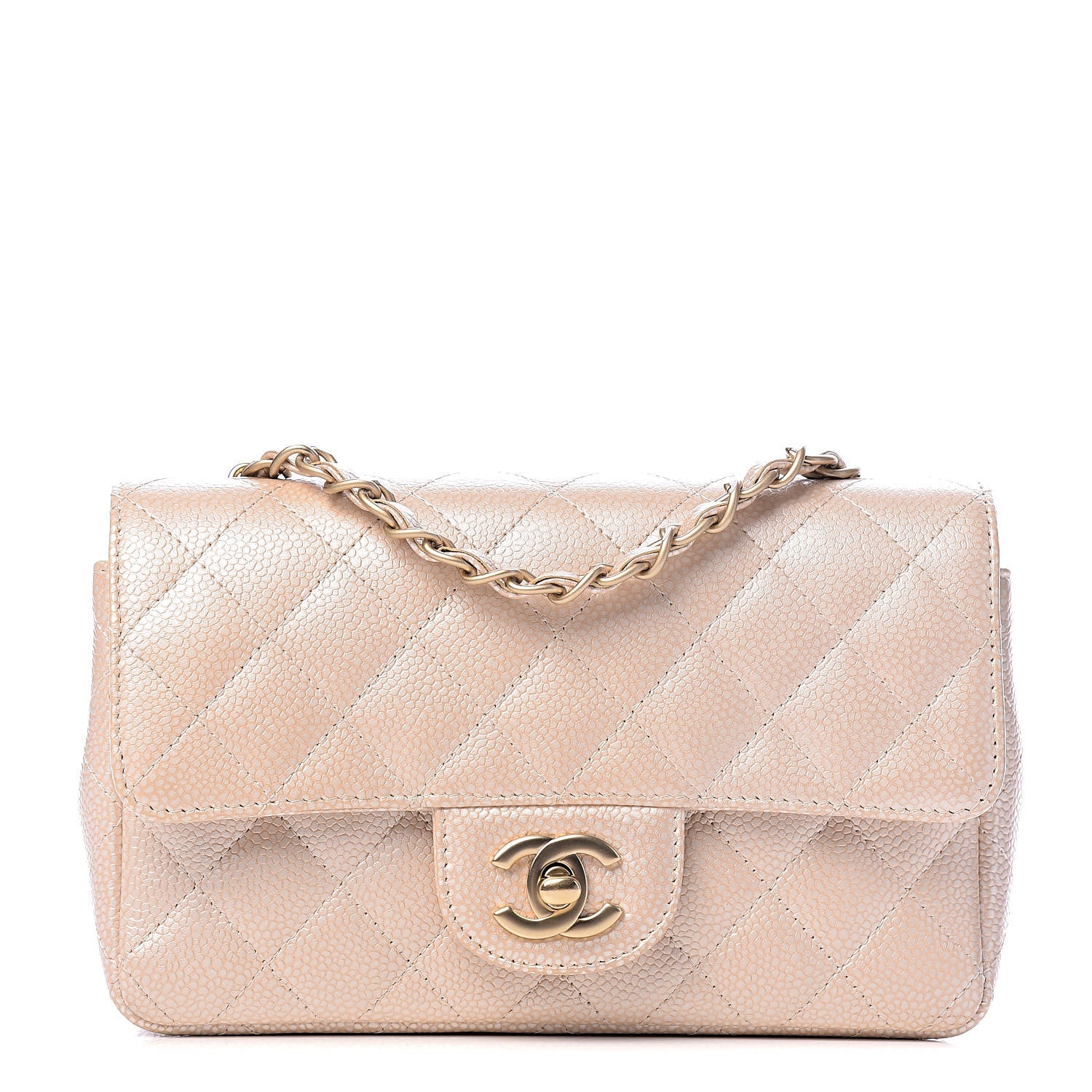 Chanel Pearly Caviar Quilted Mini Rectangular Flap Beige 1 of 11