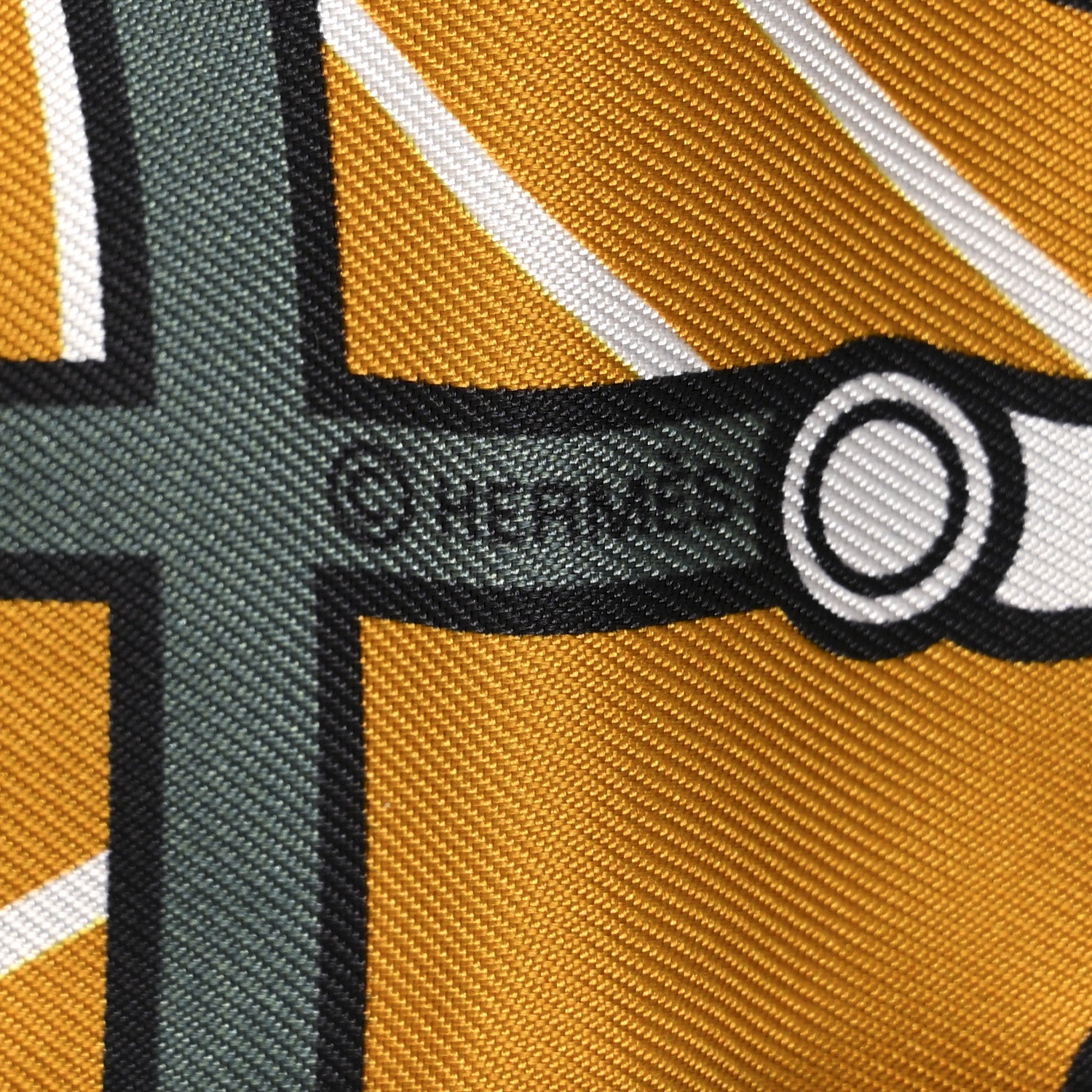 Hermes Silk Quadrige Bayadere Twilly Ocre Gris Vert 4 of 4