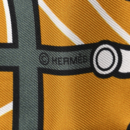 Hermes Silk Quadrige Bayadere Twilly Ocre Gris Vert 4 of 4