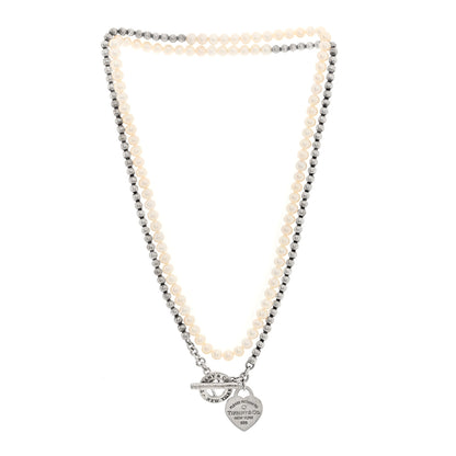 Tiffany Sterling Silver Diamond Cultured Pearl Return to Tiffany Wrap Necklace 3 of 4