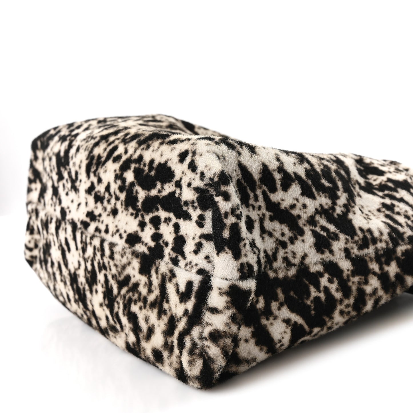 Pony Hair Printed Chic Lady Shoulder Bag  White Black