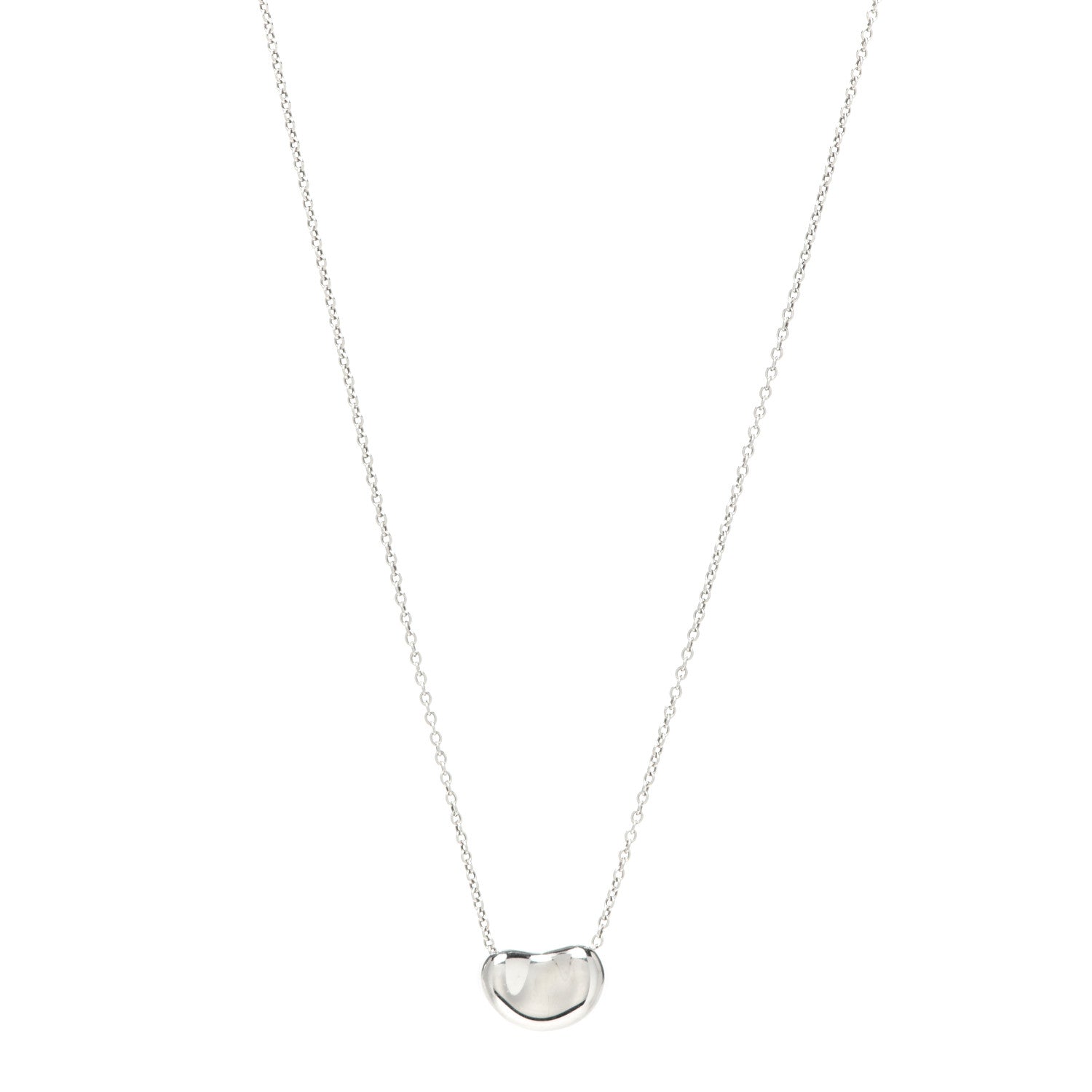 Tiffany Sterling Silver 12mm Elsa Peretti Bean Pendant Necklace 1 of 5