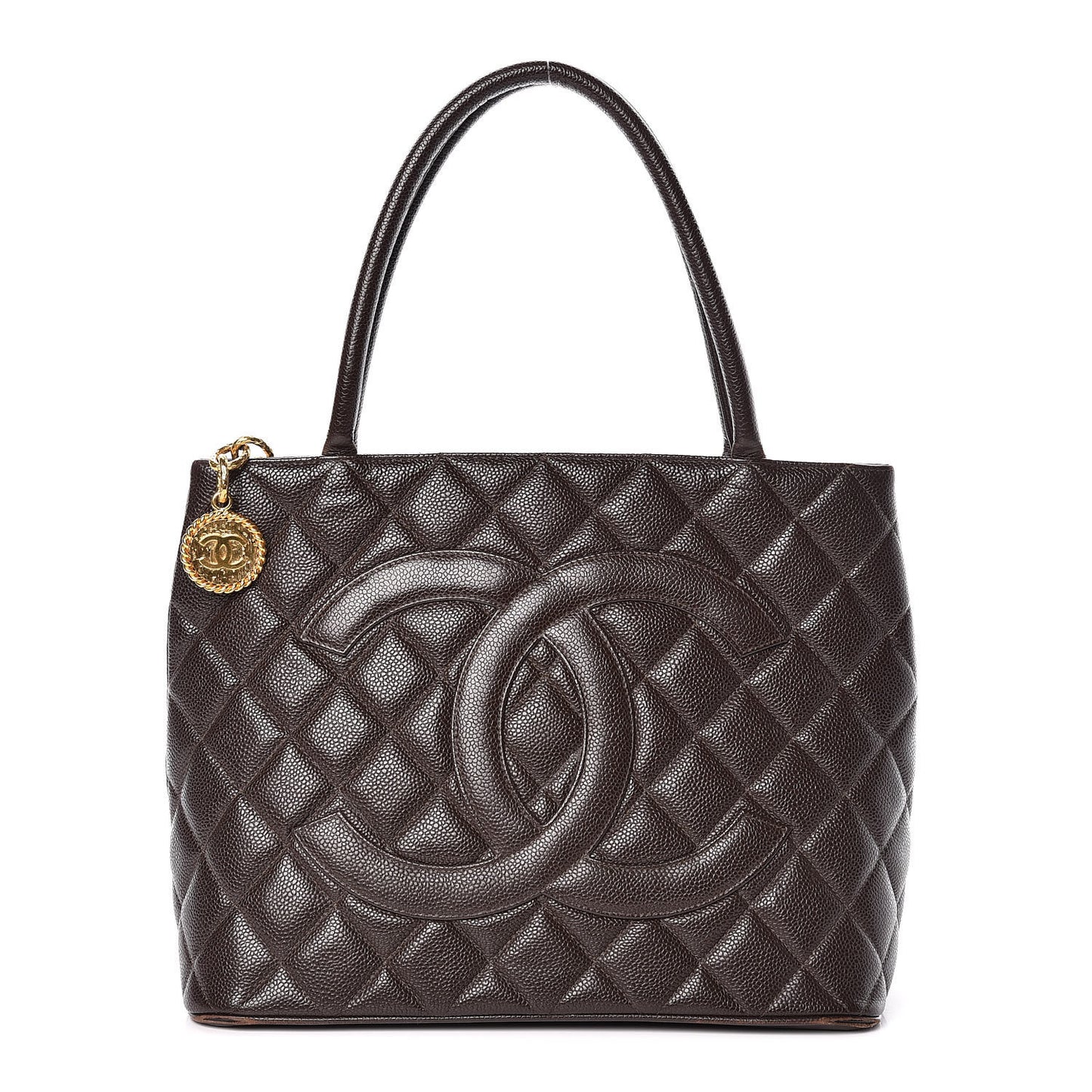 Caviar Quilted Medallion CC Tote Dark Brown